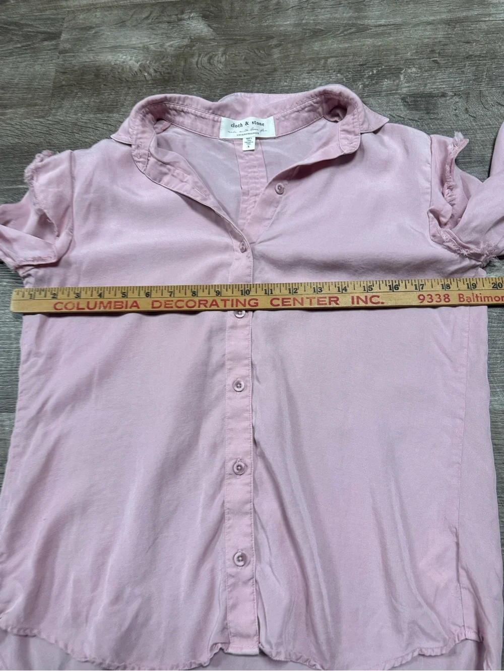 Cloth & Stone by Anthropologie Pink Frayed Ruffle Sleeve Top Size Small